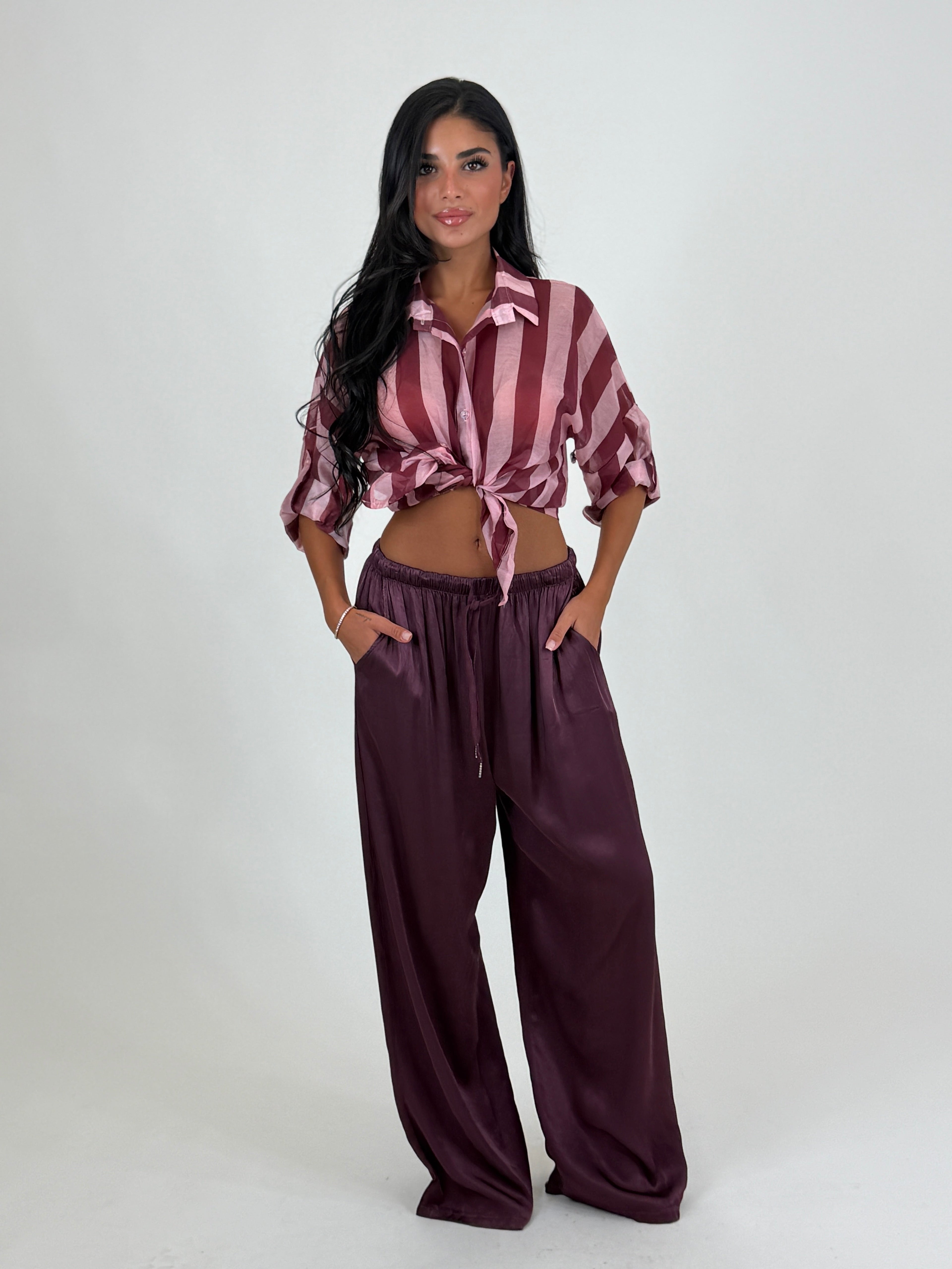 Camicia velata a righe