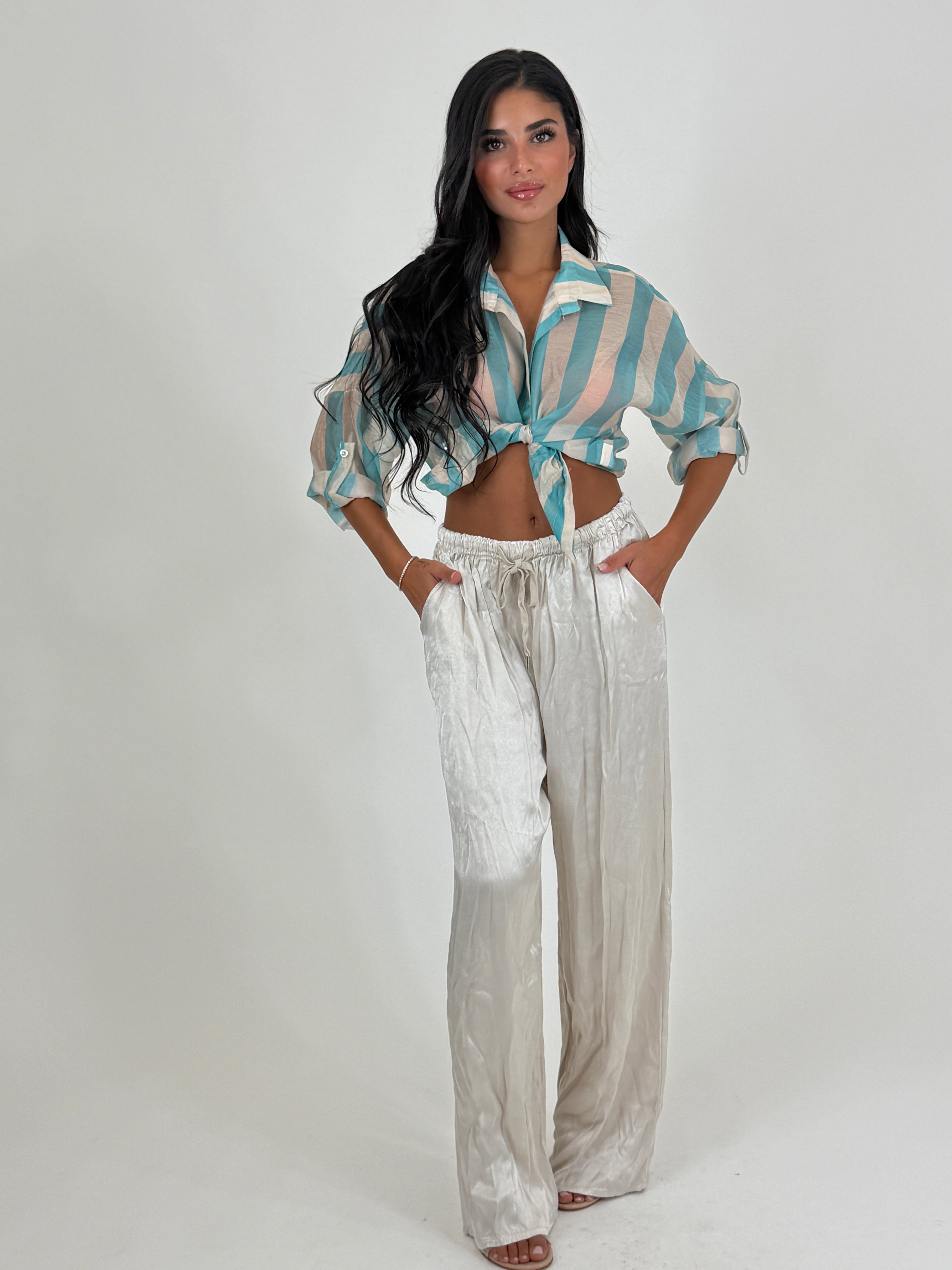 Camicia velata a righe