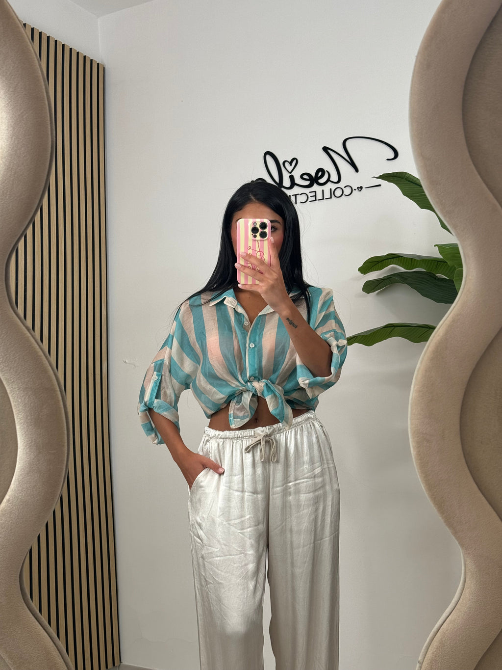 Camicia velata a righe