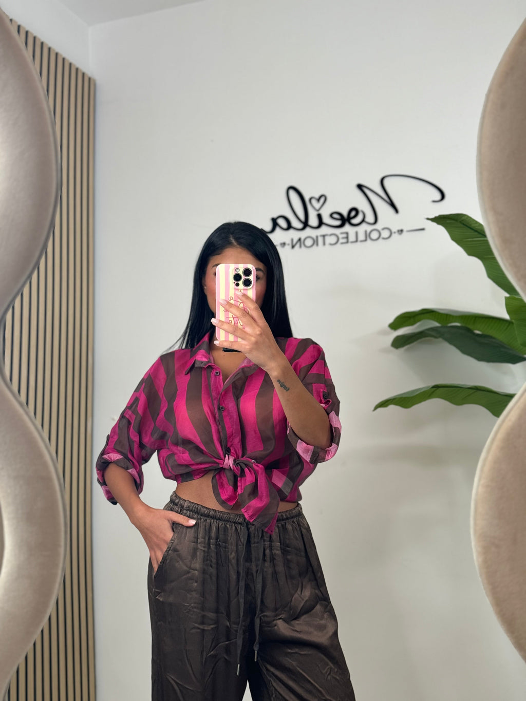 Camicia velata a righe