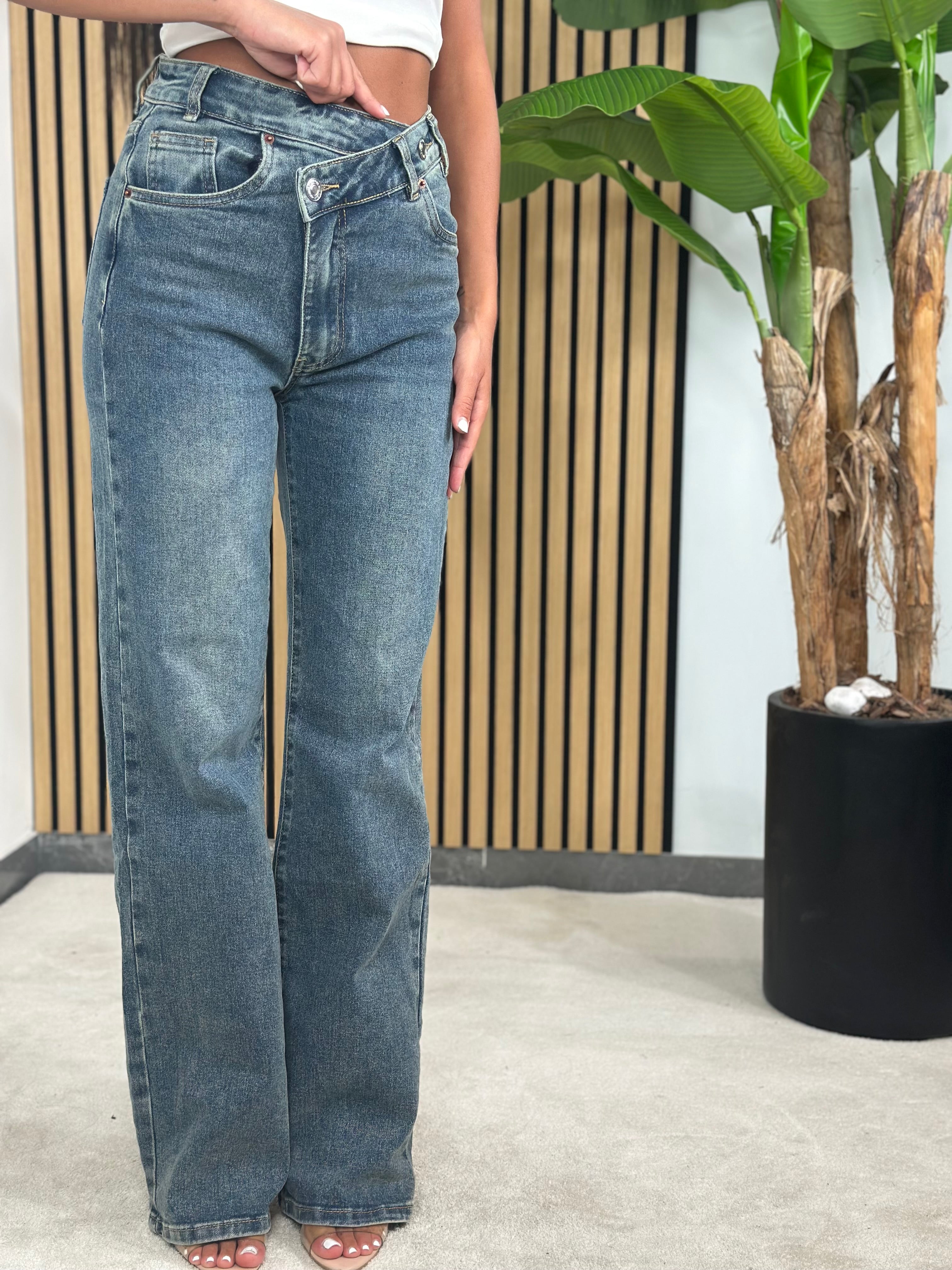 Jeans Chiusura Inversa Sabbiato