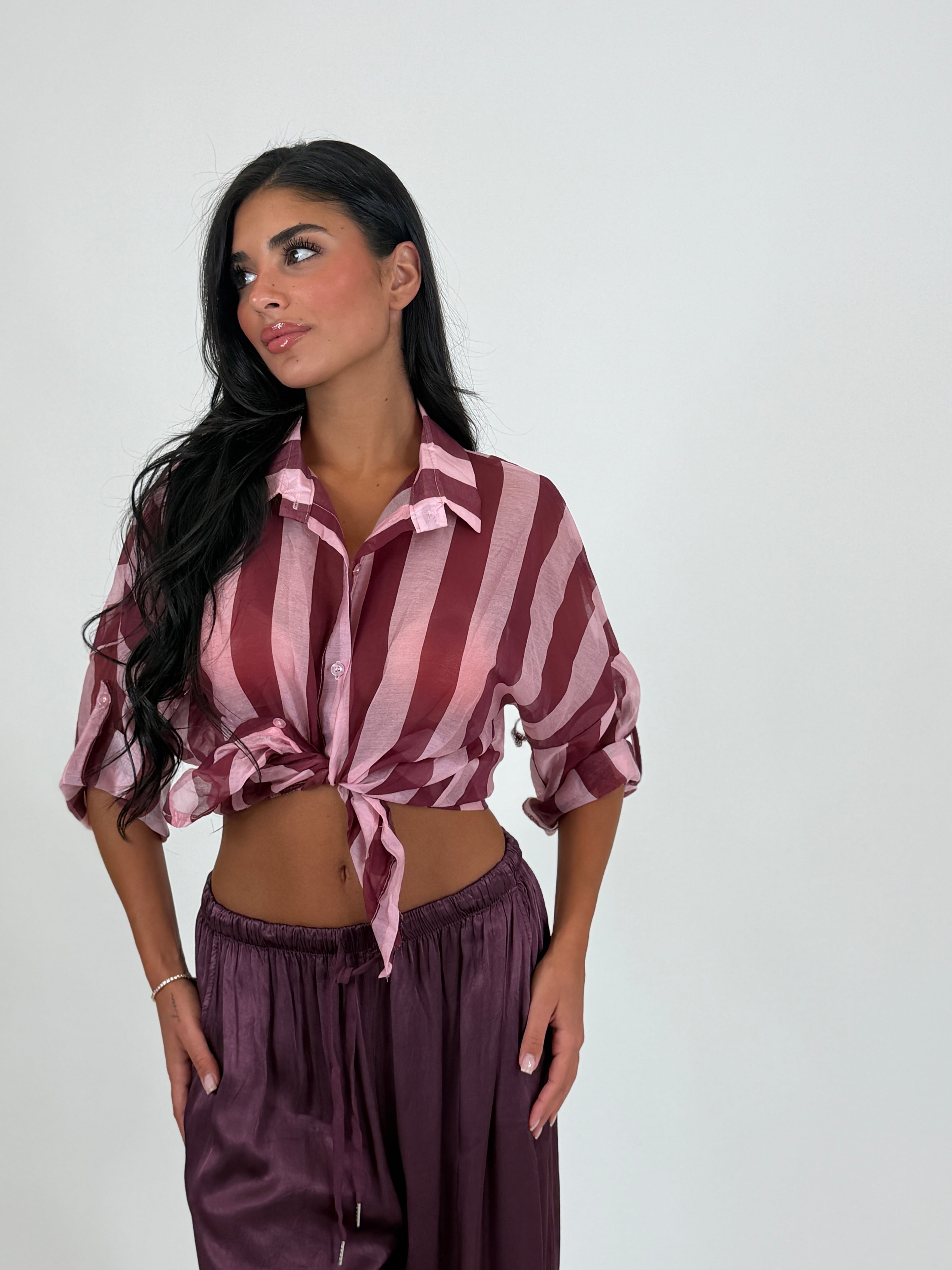 Camicia velata a righe