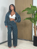 Set Denim Perle e strass