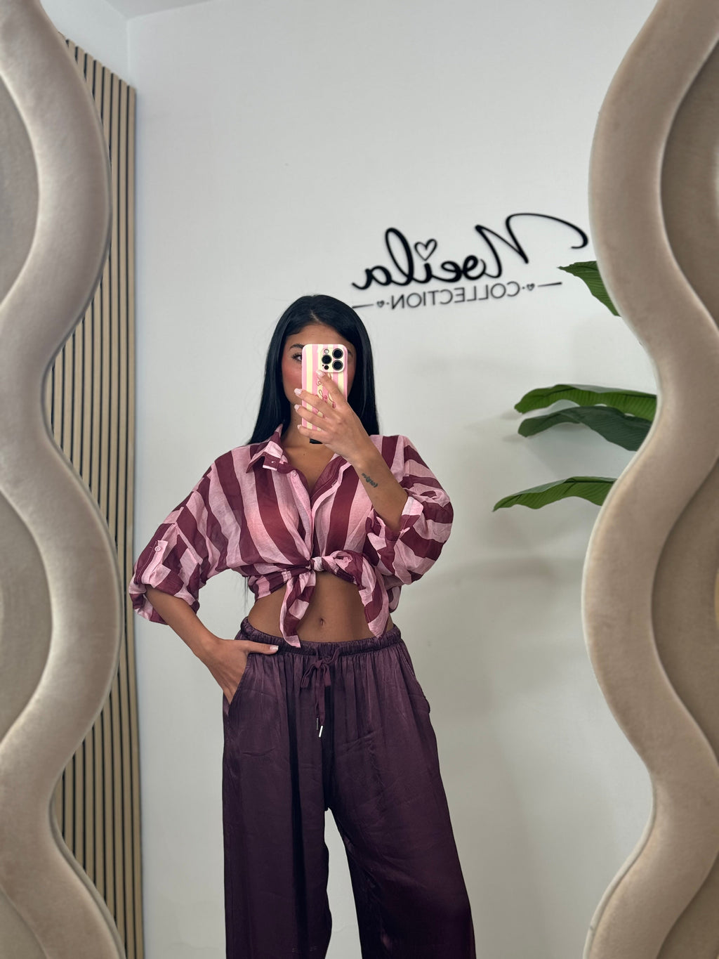 Camicia velata a righe