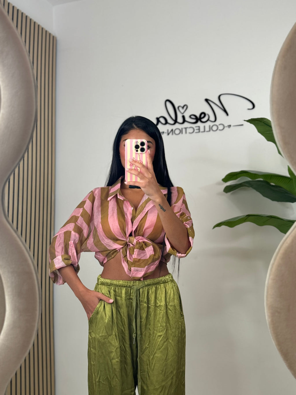 Camicia velata a righe