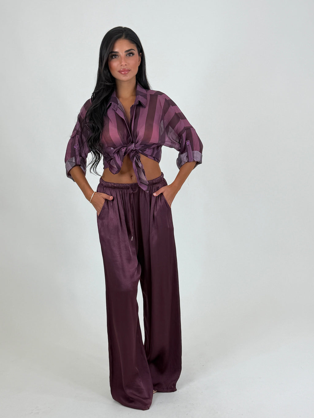 Camicia velata a righe