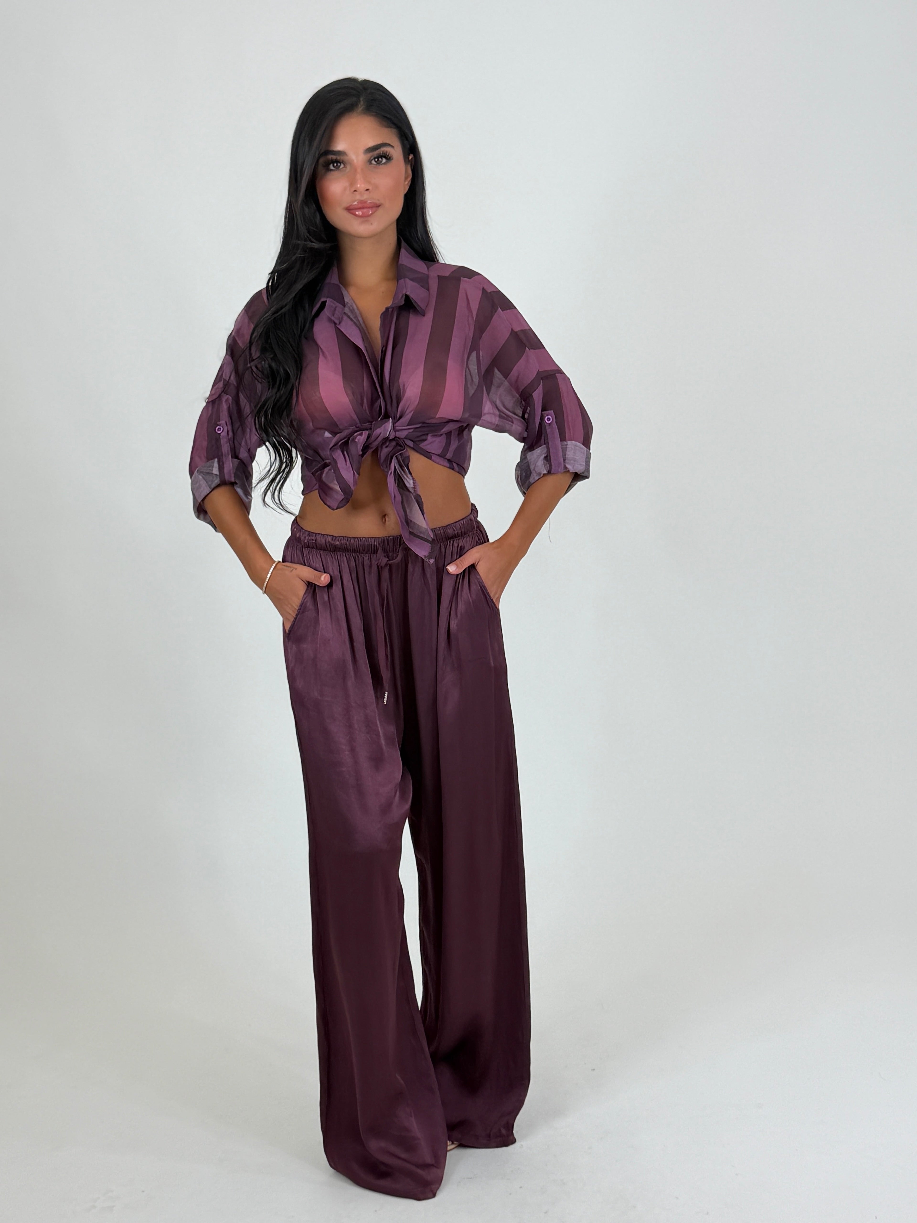 Camicia velata a righe