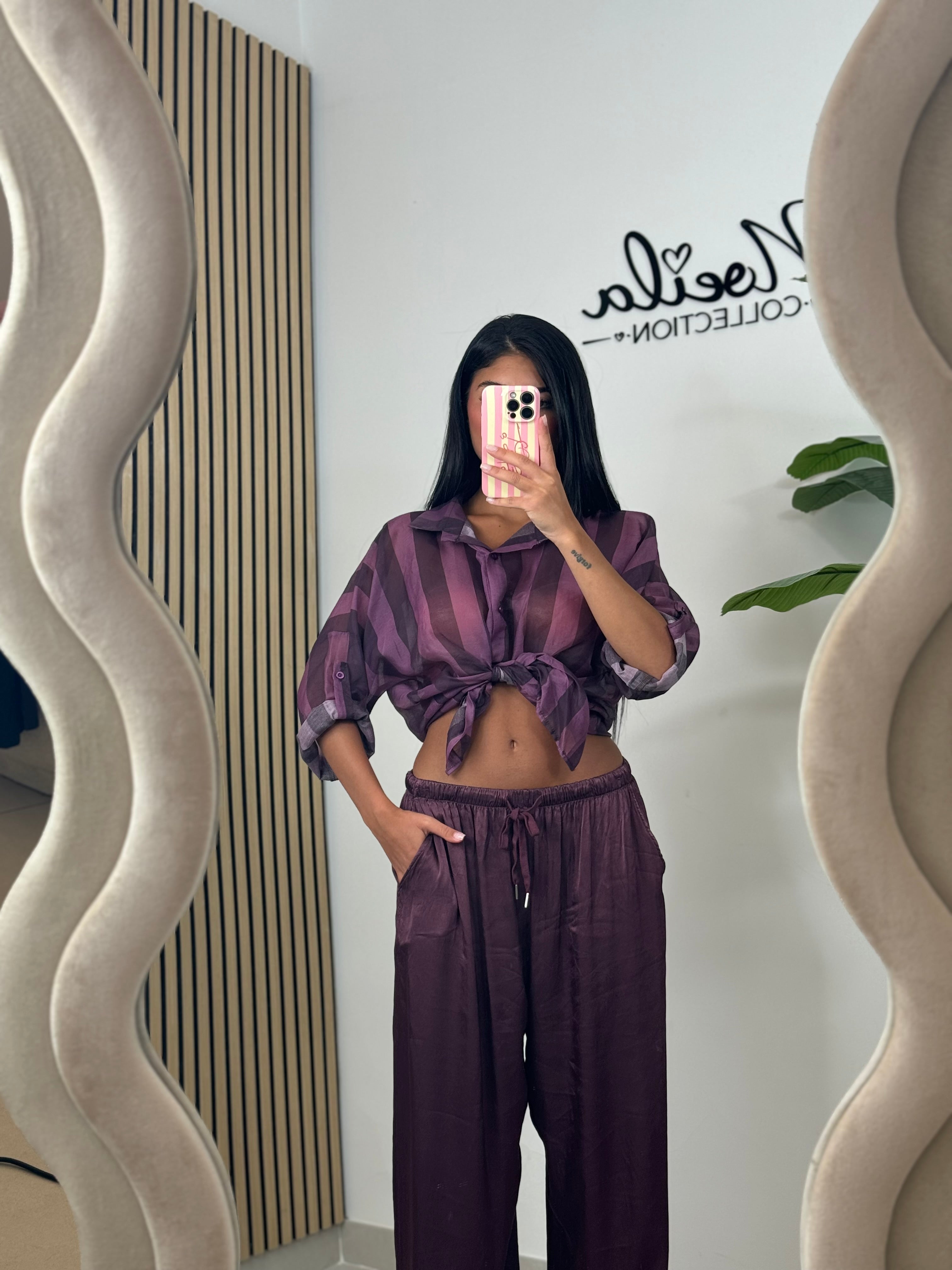 Camicia velata a righe