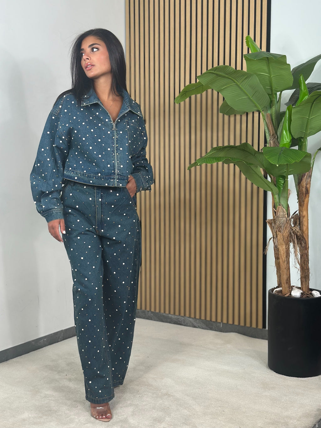 Set Denim Perle e strass